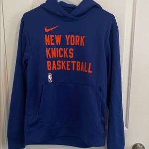 Men’s Nike Dri-Fit Blue Hoodie with Orange New York Knicks Print - S - Like New